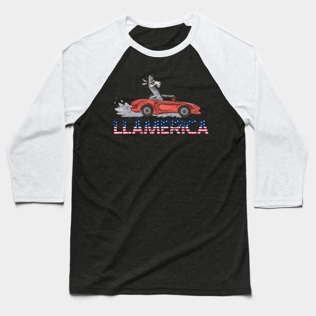 Llamerica funny llama funny alpaca america Baseball T-Shirt by JayD World